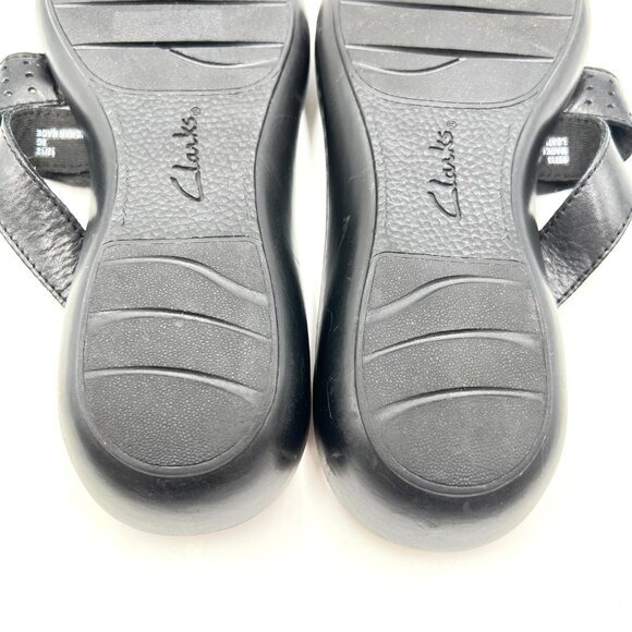 Clarks Womens Size 8 Black Leather Slip On Slides Comfort Sandals Shoes - Picture 12 of 13